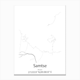 Samtse,Bhutan Minimalist Map Canvas Print