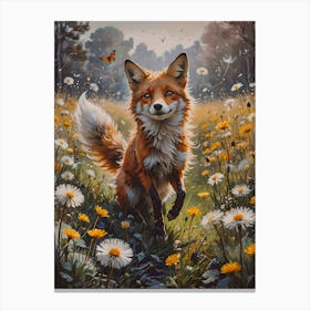 Fox's Meadow Magic: A Fox In The Field Canvas Print