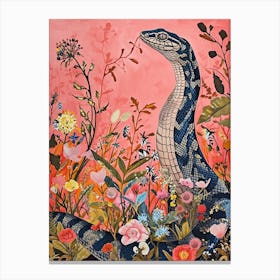 Floral Animal Painting Cobra 1 Canvas Print