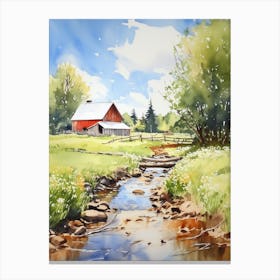 Longhouse Reserve Usa Watercolour Painting  Canvas Print
