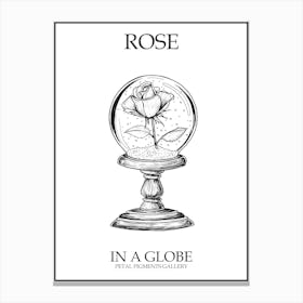 Rose In A Globe Line Drawing 2 Poster Canvas Print