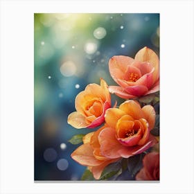 Orange Roses On Bokeh Background Canvas Print