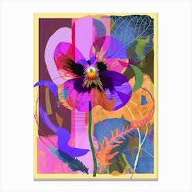 Pansy 2 Neon Flower Collage Canvas Print