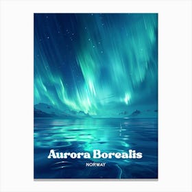 Aurora Borealis Norway Northern Lights Art Illustration Canvas Print