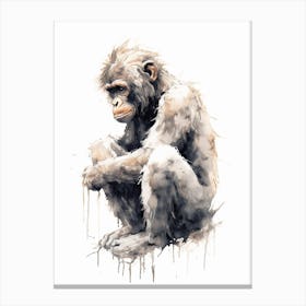 Watercolour Thinker Monkey 7 Canvas Print