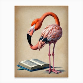 Flamingo Reading Book Canvas Print