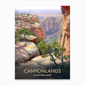 Canyonlands National Park Watercolour Vintage Travel Poster 1 Canvas Print