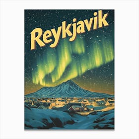 Aihrgdesign A 1970s Inspired Travel Poster For Reykjavik 1 Canvas Print