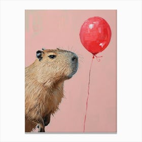 Cute Capybara 3 With Balloon Canvas Print