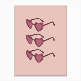 Pink Heart Sunglasses Canvas Print