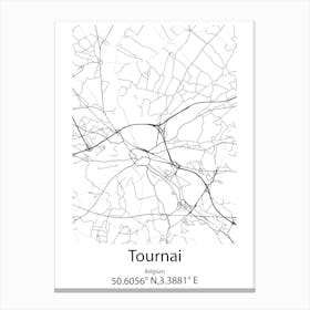 Tournai,Belgium Minimalist Map Canvas Print