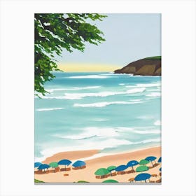 Porthmeor Beach, Cornwall Contemporary Illustration 2  Canvas Print