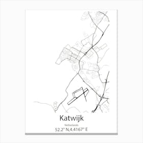 Katwijk,Netherlands Minimalist Map Canvas Print