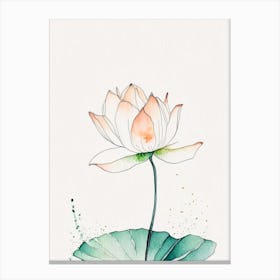 Lotus Flower In Garden Minimal Watercolour 4 Canvas Print