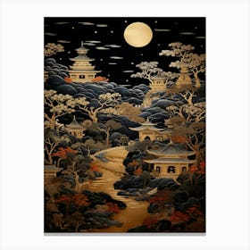 Asian Landscape At Night Canvas Print