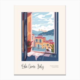 Lake Como Cat On A Window 1 Italian Summer Collection Canvas Print