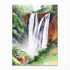 Sipi Falls, Uganda Water Colour  (2) Canvas Print