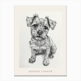 Border Terrier Dog Line Sketch 3 Poster Canvas Print