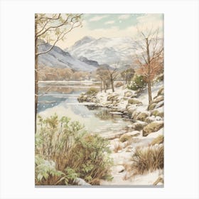Vintage Winter Illustration Lake District United Kingdom 1 Canvas Print