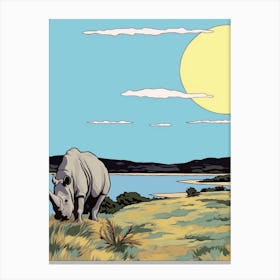 A Rhino Grazing On Grass 2 Canvas Print