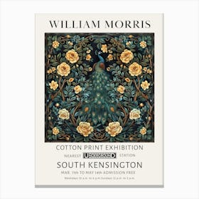 William Morris Peacock Yellow Flowers Canvas Print