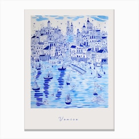 Venice Italy Blue Drawing Poster Canvas Print