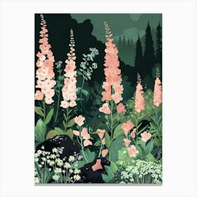 Pink Flowers In The Forest Canvas Print