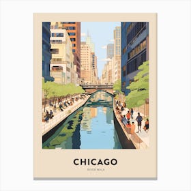 River Walk Chicago Travel Poster Canvas Print
