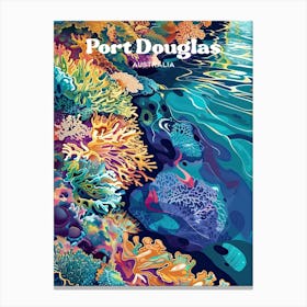 Port Douglas Coral Reef Digital Travel Illustration Stampe su tela