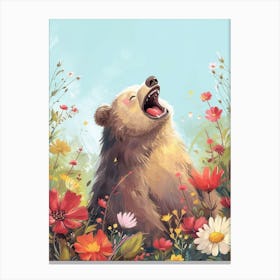 Sloth Growling Storybook Illustration 2 Canvas Print