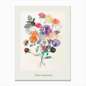 Globe Amaranth Collage Flower Bouquet Poster Canvas Print