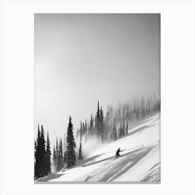 Whistler Blackcomb, Canada Black And White Skiing Poster Canvas Print