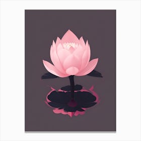 A Pink Lotus In Minimalist Style Vertical Composition 50 Canvas Print