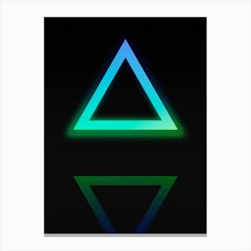 Neon Blue and Green Abstract Geometric Glyph on Black n.0213 Canvas Print