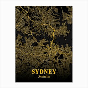 Sydney Gold City Map 1 Canvas Print