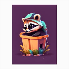 Cute Dumpster Diving Raccoon Canvas Print