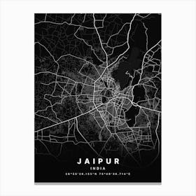 Jaipur India Black Map Canvas Print