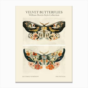 Velvet Butterflies Collection Butterfly Symphony William Morris Style 6 Canvas Print