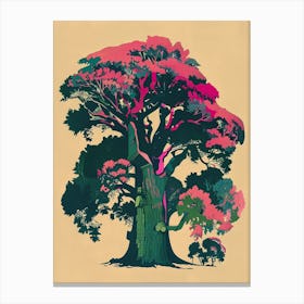 Yew Tree Colourful Illustration 4 Canvas Print