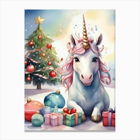 Family Christmas Unicorn Canvas Print