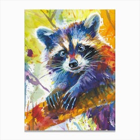 Raccoon Colourful Watercolour 3 Canvas Print