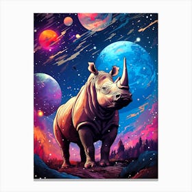 Rhino In Space 1 Canvas Print