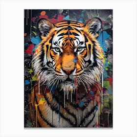 Tiger Art In Street Art Style 3 Canvas Print