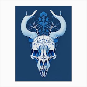 Animal Skull Blue 1 Line Drawing Canvas Print