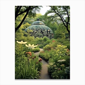 Central Park Conservatory Garden Usa Henri Rousseau Style 2 Canvas Print