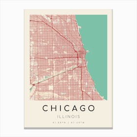 Chicago Map Print - Vintage style Canvas Print