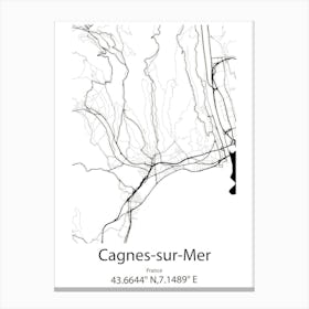 Cagnes Sur Mer,France Minimalist Map Lienzo