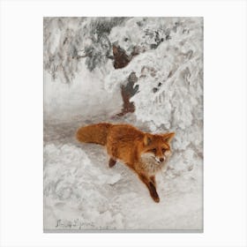 Painting Fox In The Snow Canvas Print