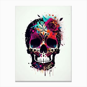 Skull With Splatter Effects 2 Mexican Canvas Print