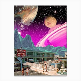 Synthwave space vintage retro collage #3 1 Canvas Print